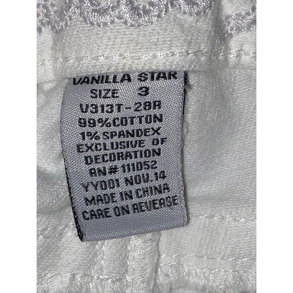 VANILLA STAR JEANS Distressed Shorts Juniors Sz3 White Short Shorts Embellished - Picture 4 of 5